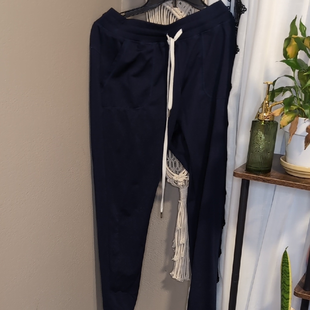 Zyia Navy Blue Jogger Pants with Drawstring